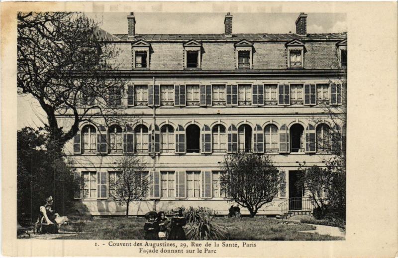 Carte postale ancienne Couvent des Augustines - Rue de la Santé - Façade donnant sur le Parc à Paris 13e