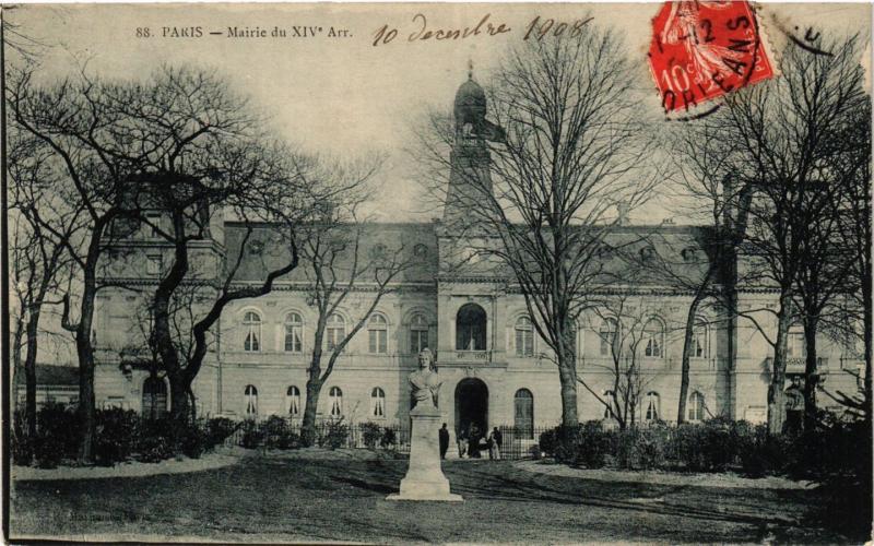 Carte postale ancienne Mairie du XIVe Arrondissement à Paris 14e