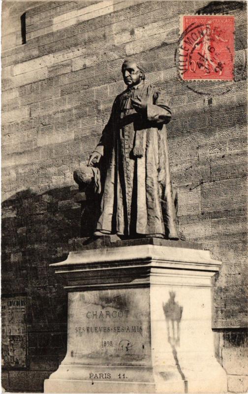 Carte postale ancienne La Salpêtrière - Statue du Professeur Charcot à Paris 13e