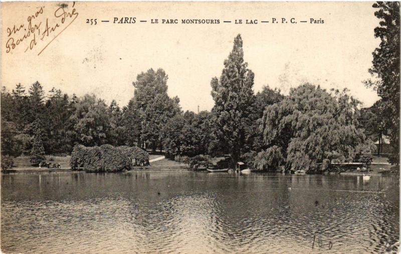 Carte postale ancienne Le Parc Montsouris - Le Lac à Paris 14e