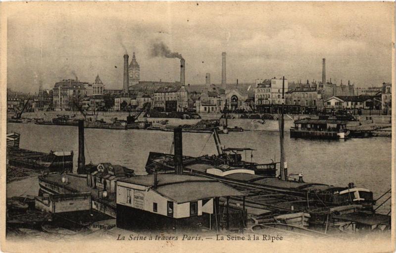 Carte postale ancienne Paris 12e-La Seine á travers Paris-La Seine á la Rapée à Paris 12e