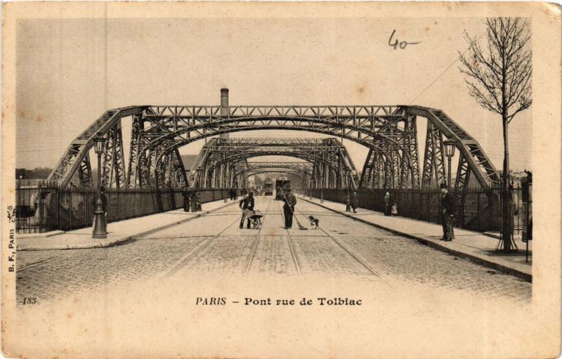 Carte postale ancienne Pont rue de Tolbiac à Paris 13e