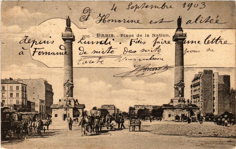 Carte postale ancienne Paris 12e-Place de la Nation à Paris 12e