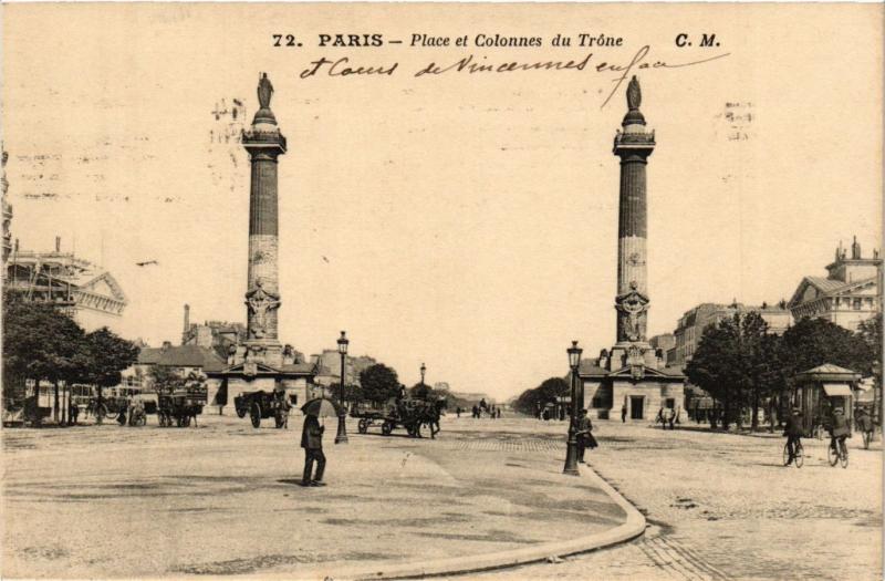 Carte postale ancienne Paris 12e-Place et Colonnes du Trone à Paris 12e