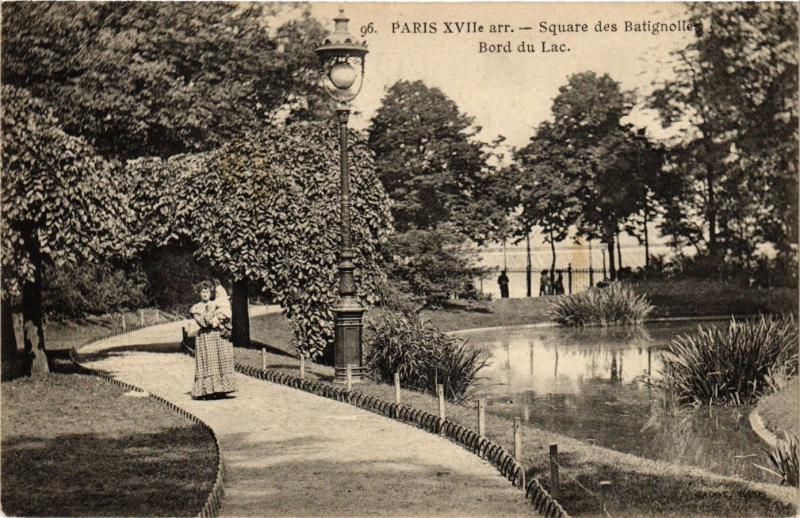 Carte postale ancienne Square des Batignolles - Bord du Lac à Paris 17e