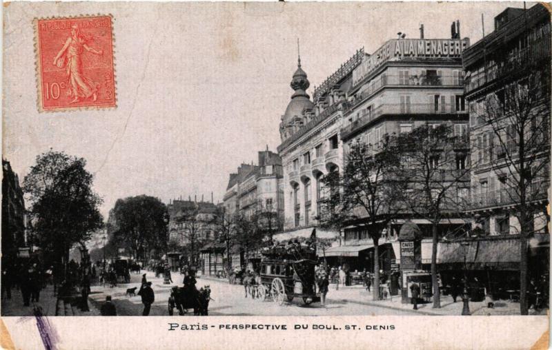 Carte postale ancienne Paris 10e - Perspective du Boul St. Denis à Paris 10e