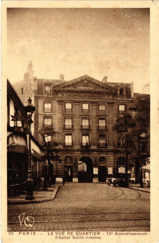 Carte postale ancienne Paris 12e-La vue de Quartier-Hópital Saint Antoine à Paris 12e