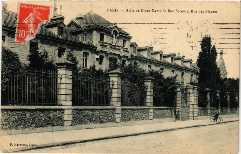 Carte postale ancienne Asile Notre Dame de Bon-Secours - Rue des Plantes à Paris 14e