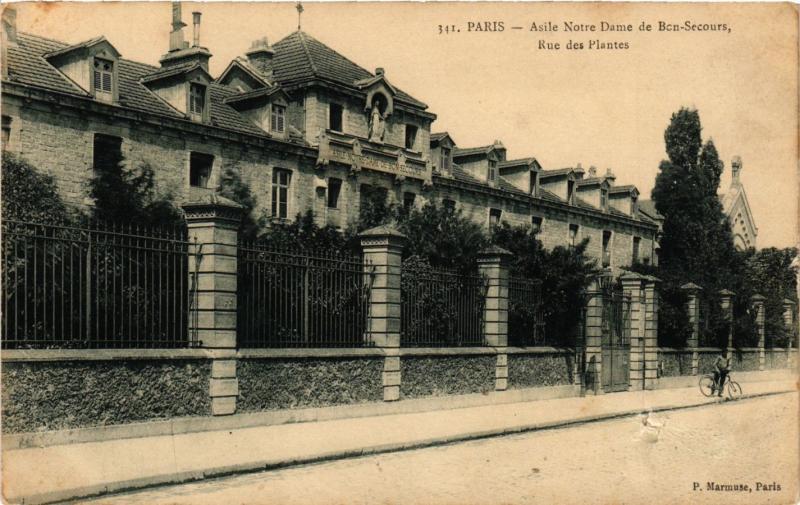 Carte postale ancienne Asile Notre Dame de Bon-Secours - Rue des Plantes à Paris 14e
