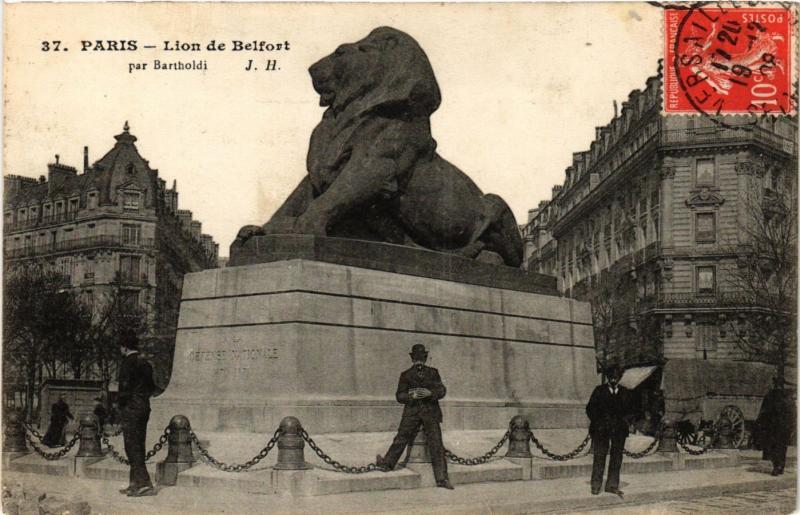 Carte postale ancienne Lion de Belfort à Paris 14e