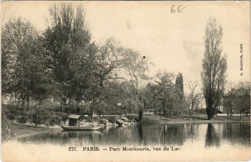 Carte postale ancienne Parc Montsouris, vue du Lac à Paris 14e