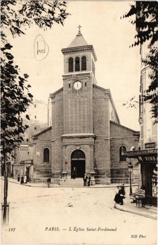 Carte postale ancienne L'Eglise Saint-Ferdinand à Paris 17e