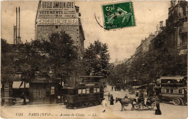 Carte postale ancienne Avenue de Clichy à Paris 18e