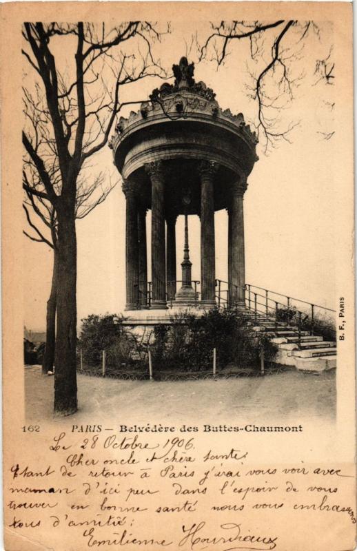 Carte postale ancienne Belvédère des Buttes-Chaumont à Paris 19e