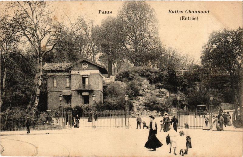 Carte postale ancienne Buttes Chaumont - Entrée à Paris 19e