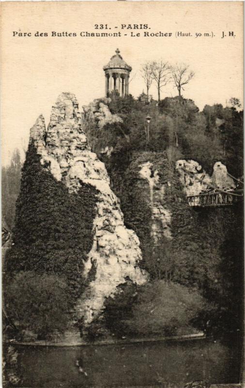 Carte postale ancienne Parc des Buttes Chaumont - Le Rocher à Paris 19e