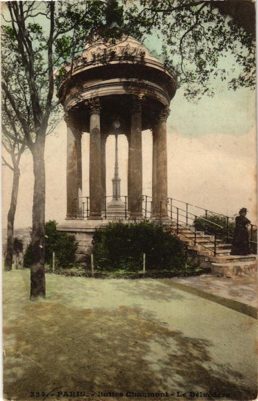 Carte postale ancienne Buttes-Chaumont - Le Belvédère à Paris 19e