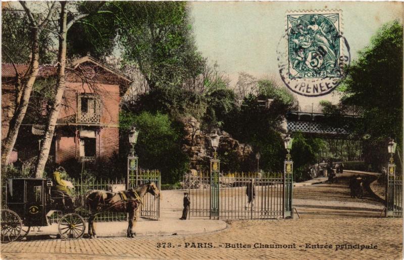 Carte postale ancienne Buttes Chaumont - Entrée principale à Paris 19e