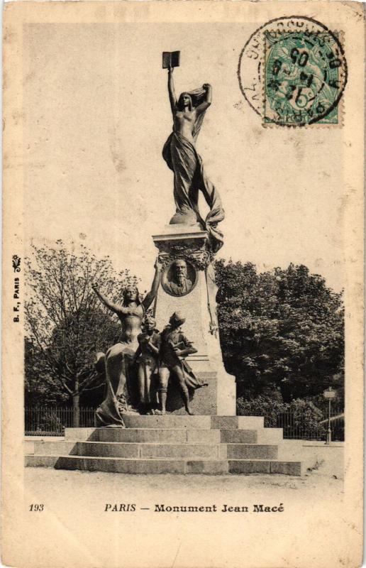 Carte postale ancienne Monument Jean Macé à Paris 19e