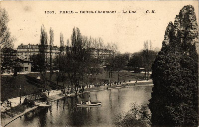Carte postale ancienne Buttes-Chaumont — Le Lac à Paris 19e