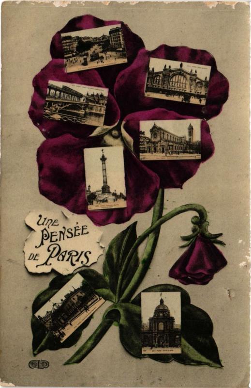 Carte postale ancienne Une pensée de Paris
