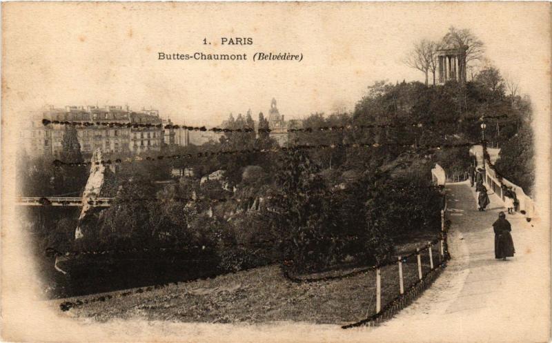 Carte postale ancienne Buttes-Chaumont - Belvédère à Paris 19e
