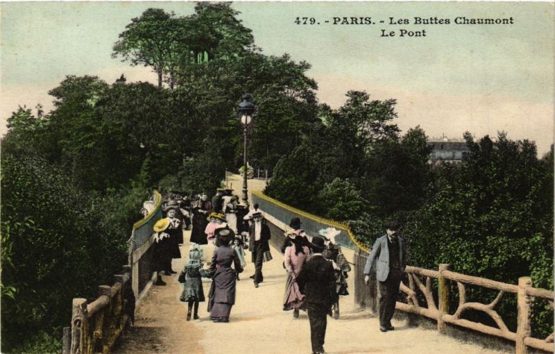 Carte postale ancienne Les Buttes-Chaumont - Le Pont à Paris 19e
