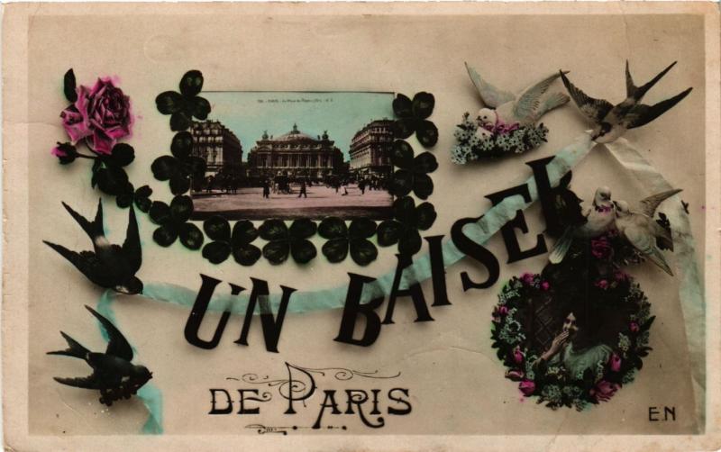 Carte postale ancienne Un Baiser de Paris 9e - Opéra à Paris 9e