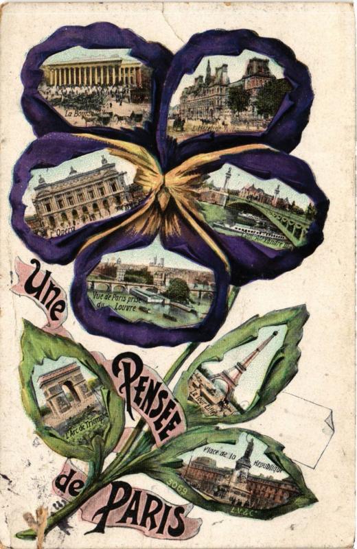 Carte postale ancienne Une pensée de Paris