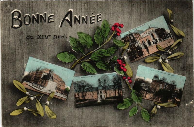 Carte postale ancienne Bonne Année du XIV Arrondissement à Paris 14e