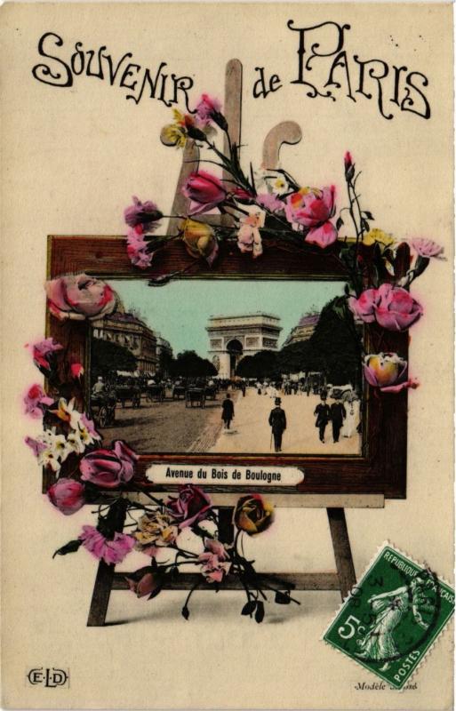 Carte postale ancienne Souvenir de Paris - Avenue du Bois de Boulogne à Paris 16e