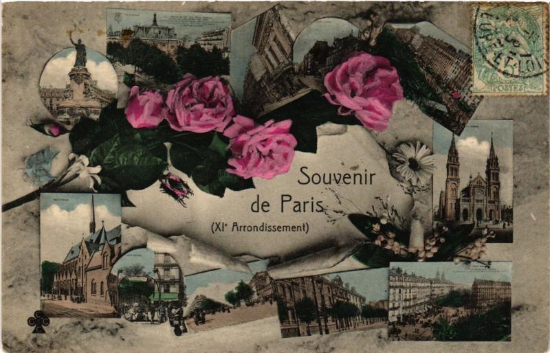 Carte postale ancienne Souvenir de Paris 11e à Paris 11e