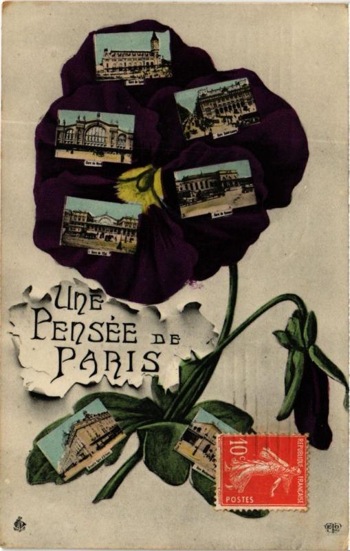 Carte postale ancienne Une pensée de Paris