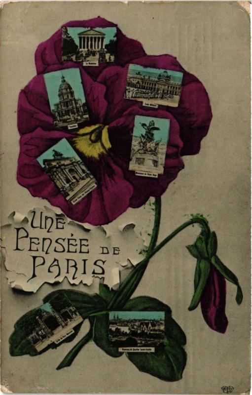 Carte postale ancienne Une pensée de Paris