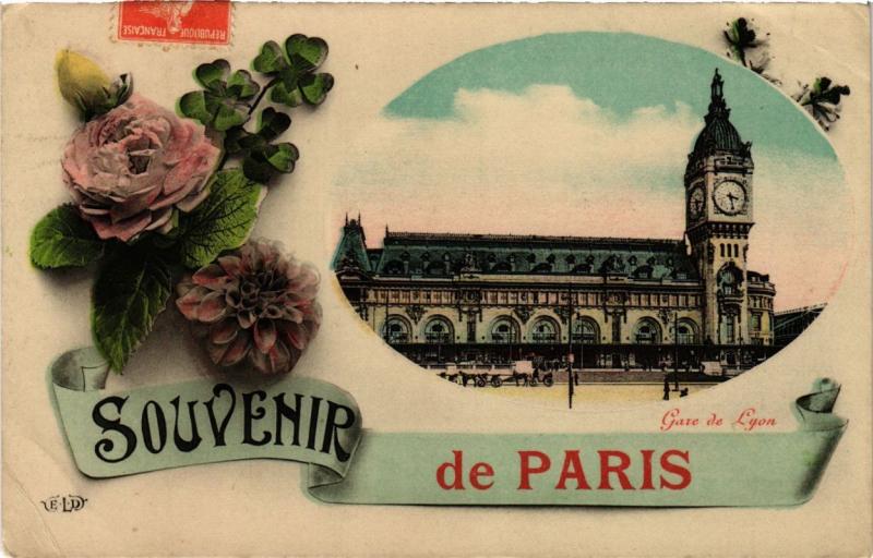 Carte postale ancienne Souvenir de Paris (12e) - Gare de Lyon à Paris 12e