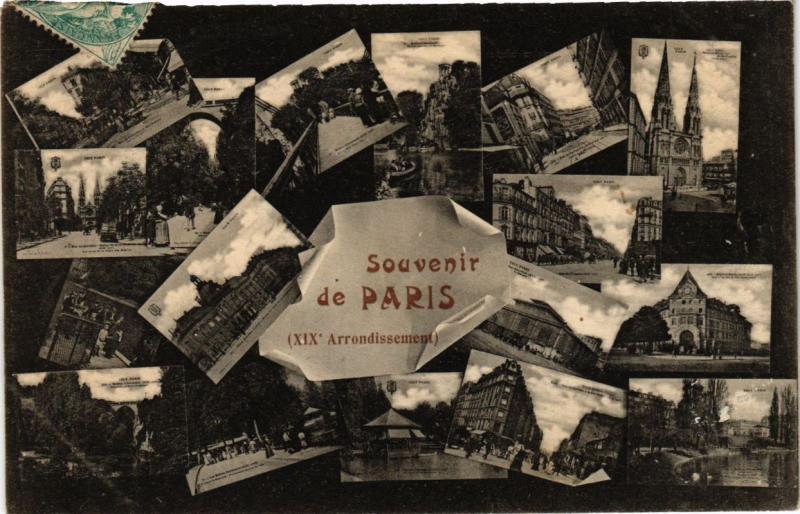 Carte postale ancienne Souvenir de Paris - XIXe Arrondissement à Paris 19e