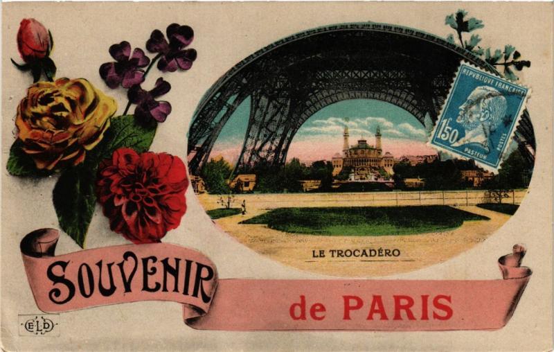 Carte postale ancienne Souvenir de Paris - Le Trocadéro à Paris 7e