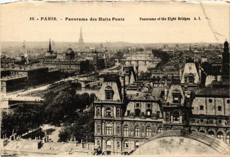 Carte postale ancienne Paris Panorama des Huits Ponts