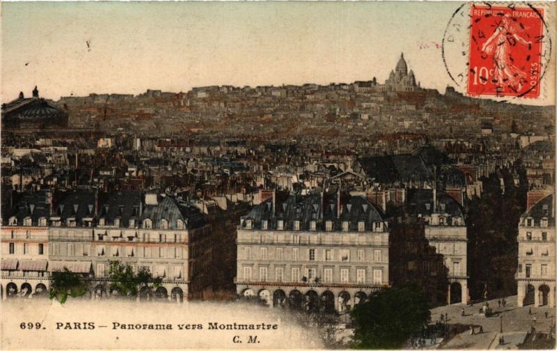 Carte postale ancienne Paris Panorama vers le Montmartre