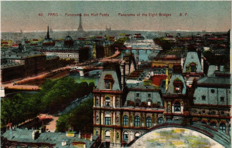 Carte postale ancienne Paris Panorama des Huits Ponts