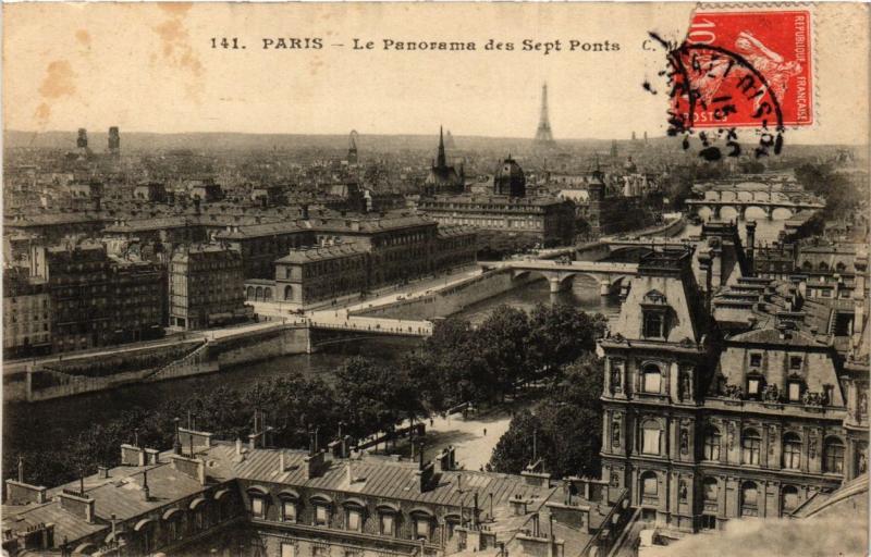 Carte postale ancienne Paris Panorama des 7 Ponts