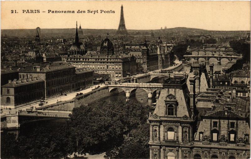 Carte postale ancienne Paris Panorama des 7 Ponts