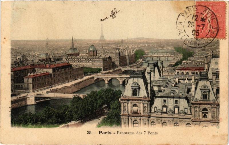 Carte postale ancienne Paris Panorama des 7 Ponts