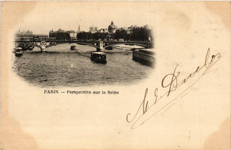 Carte postale ancienne Paris Perspective sur la Seine