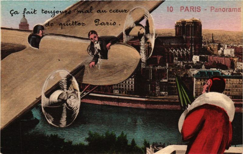 Carte postale ancienne Ca fait toujours mal au coeur de quitter Paris (4e) - Panorama à Paris 4e