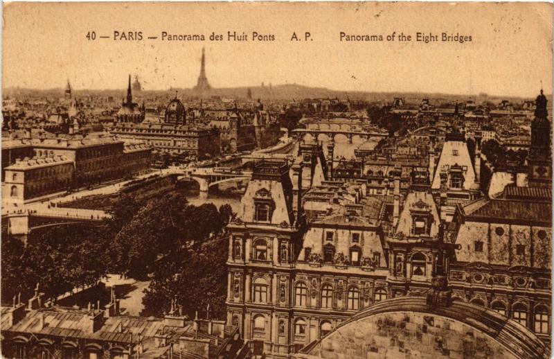 Carte postale ancienne Paris Panorama des Huits Ponts