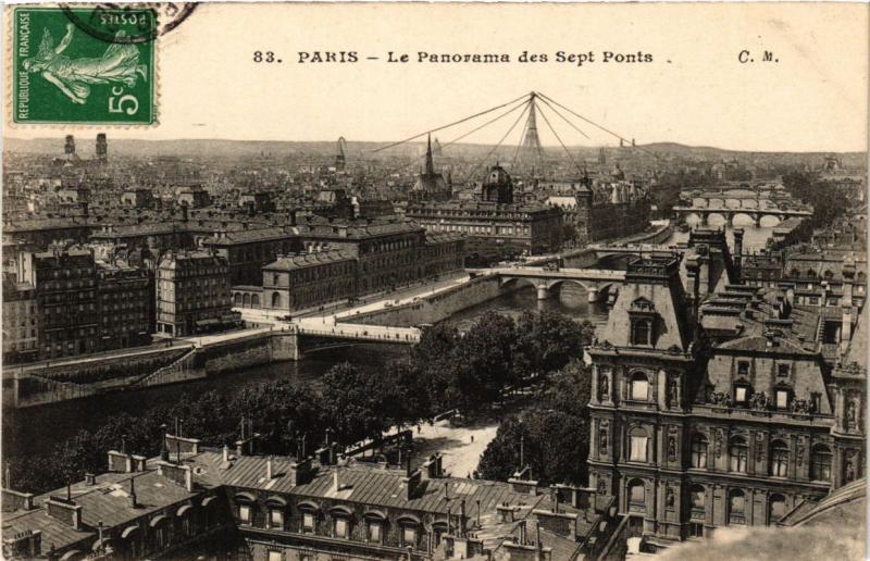 Carte postale ancienne Paris Panorama des 7 Ponts
