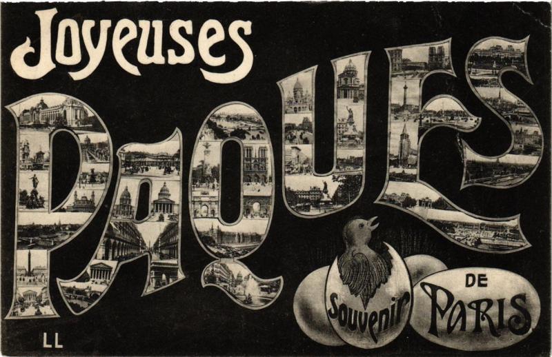 Carte postale ancienne Joyeuse Paques - Souvenir de Paris