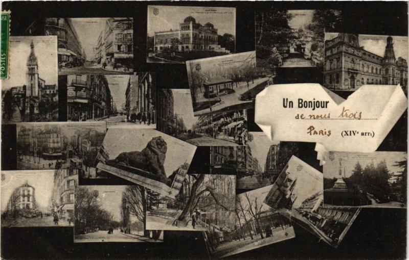 Carte postale ancienne Un Bonjour à Paris 14e