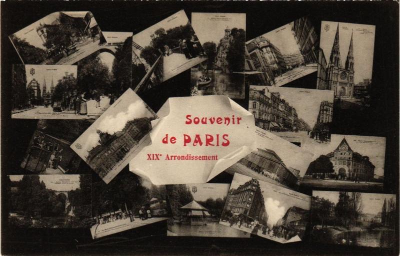 Carte postale ancienne Souvenir de Paris - XIXe Arrondissement à Paris 19e